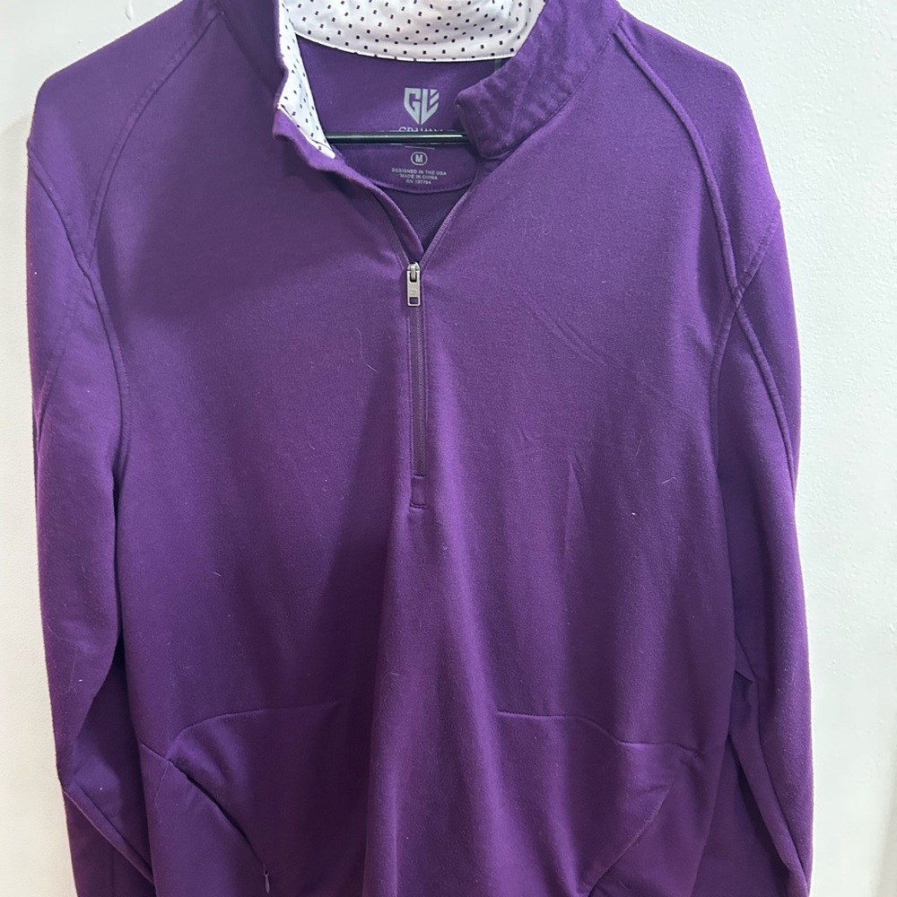 Graham Luxe Mens Purple 1/4 Zip Pullover Sweatshirt‎ M